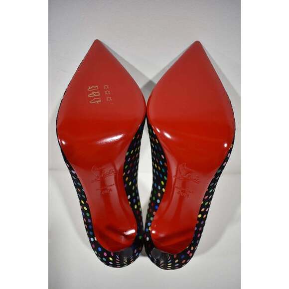 Christian Louboutin Hot Chick 100 Black Suede Multi Polka Dot Heel Pump 40.5 - Picture 12 of 12